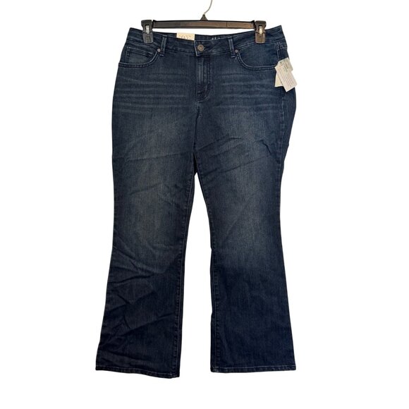 Curvy Boot Leg Jeans Low Rise Size 14S Short Length Dark Wash 77% Cotton Stretch - Picture 1 of 5